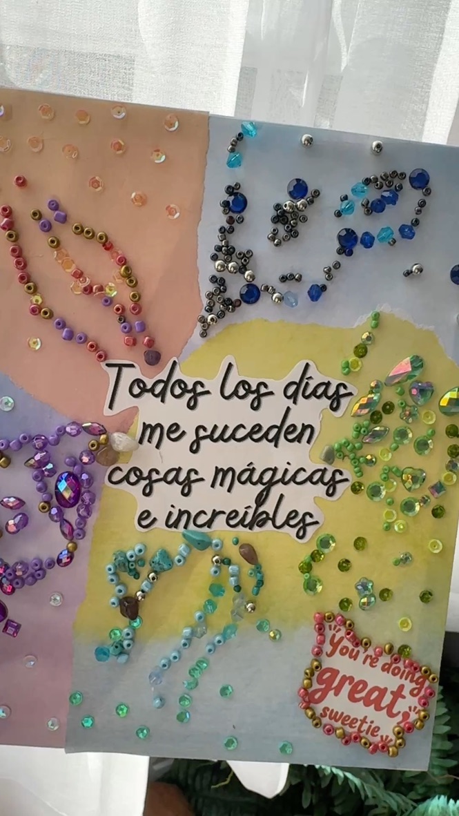 Personalized canvas with beads and mixed media